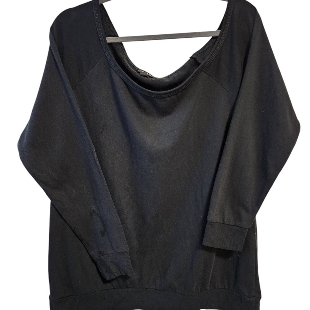 TORRID Off-Shoulder Light Weight Black Long Sleeve Sweatshirt Size 1